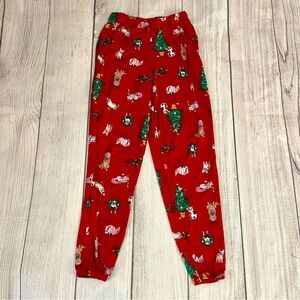 CHRISTMAS Women’s Red Pajama Pants With Dogs Trees Animals Size Small
